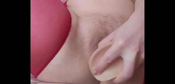  Hottie in Pink Stockings Orgasms from Hard Masturbation with Favorite Sex Toy - Kiara Night